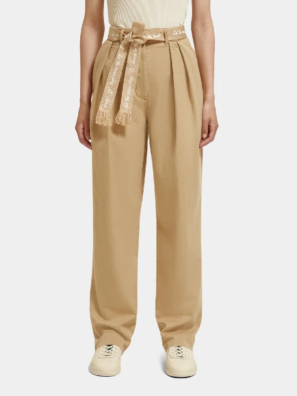 Faye high-rise tapered paper bag pants