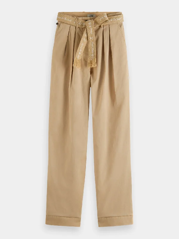 Faye high-rise tapered paper bag pants