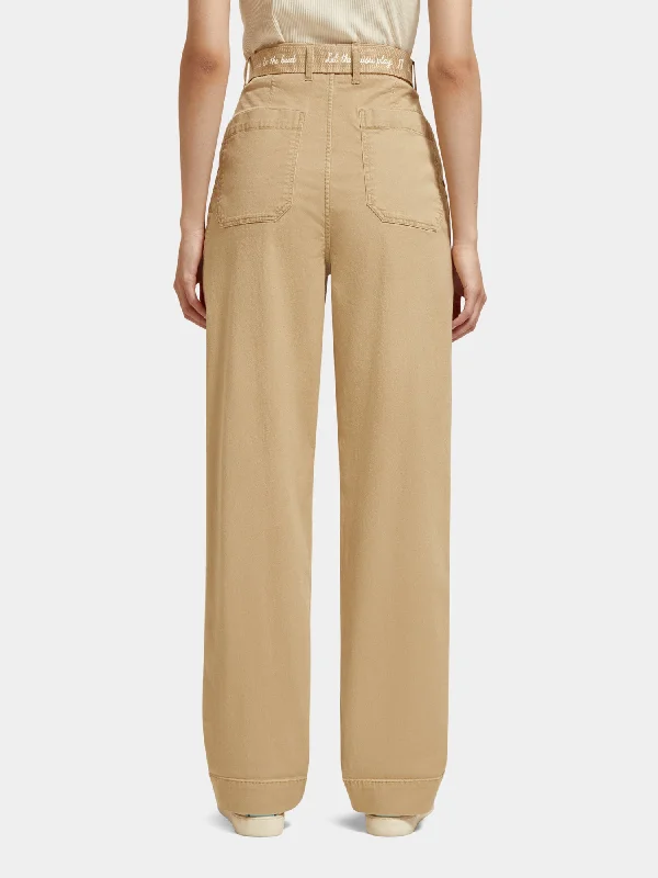 Faye high-rise tapered paper bag pants