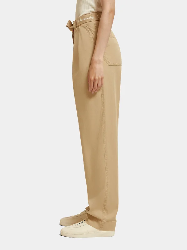 Faye high-rise tapered paper bag pants