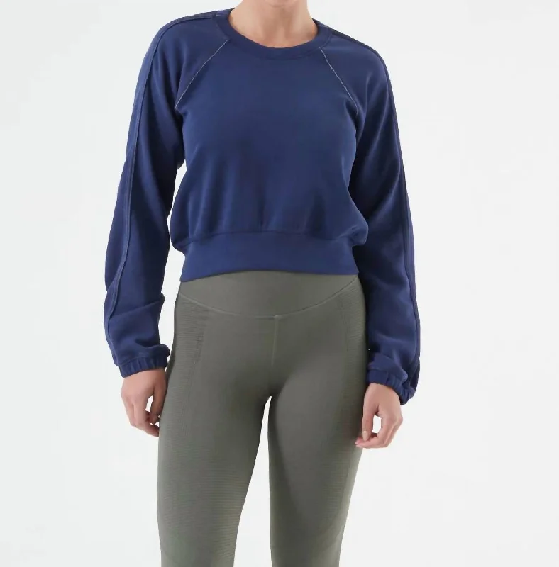 Marcie Sleek Long Sleeve Top In Midnight Blue