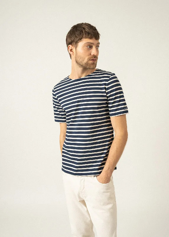 Levant short sleeve striped sailor shirt - regular fit, in light cotton (MARINE/ECRU)