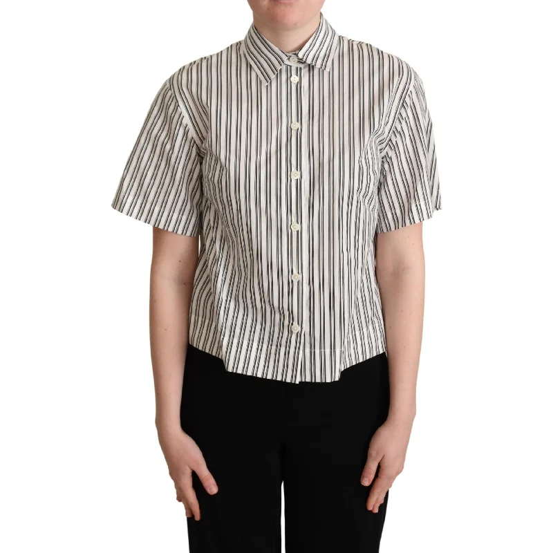 Dolce & Gabbana Elegant Striped Cotton Polo Top