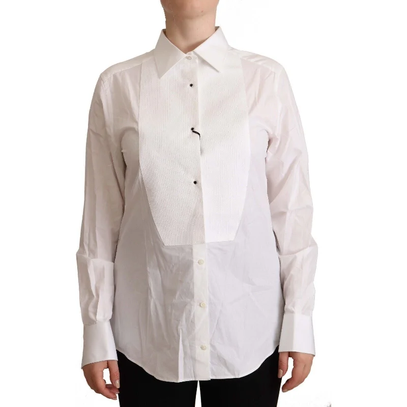 Dolce & Gabbana Elegant White Cotton Collared Top